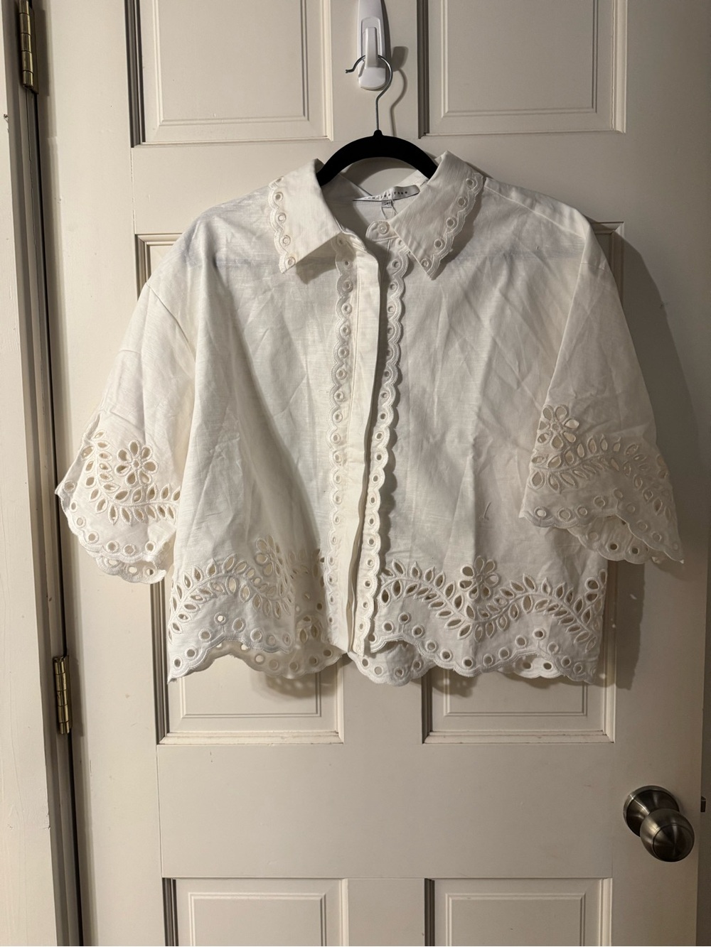 NWT Endless Rose White Embroidered Shirt and Strapless Top Set, Size Medium